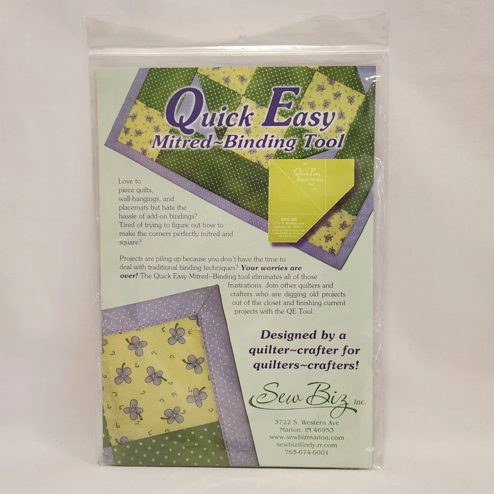 Sew Biz Quick Easy‎ Mitred-Binding Tool for Quilting and Sewing Yellow Template